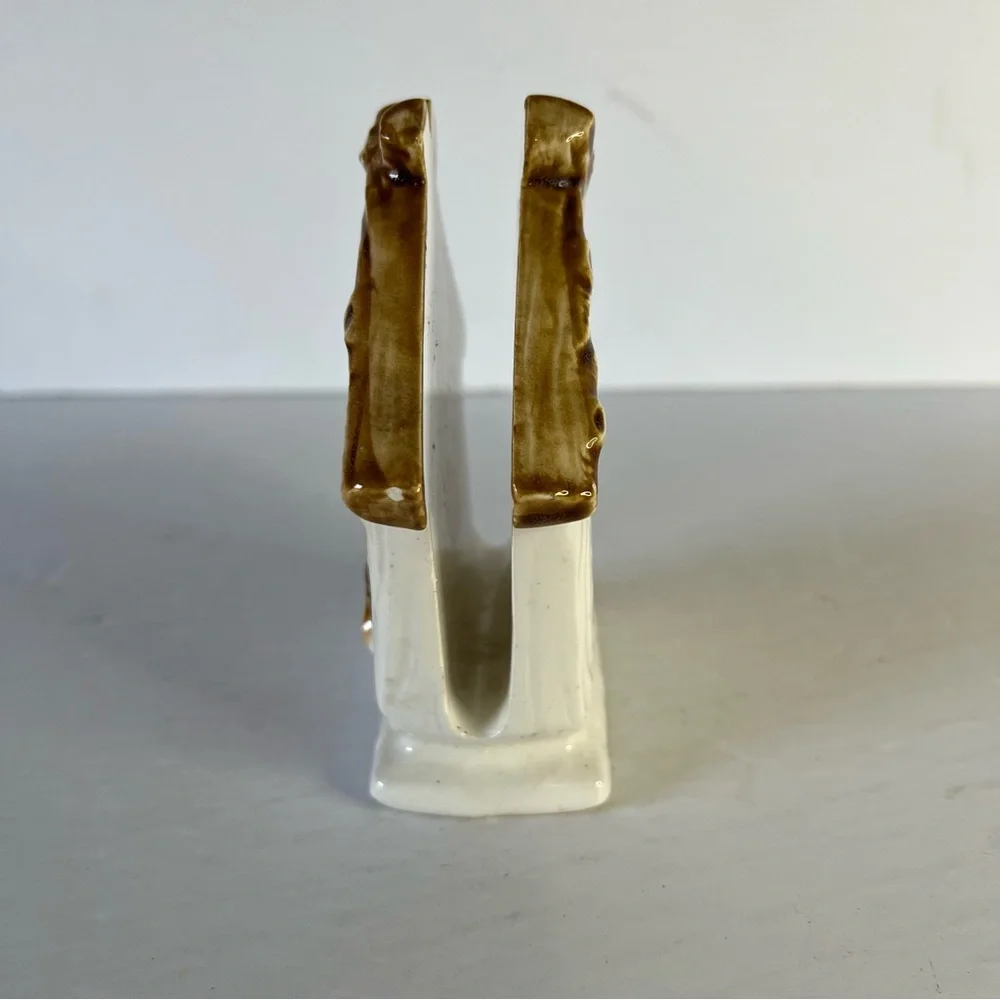 Vintage Ceramic Bird House Tree Forest Napkin or Mail Holder Cell Phone Storage